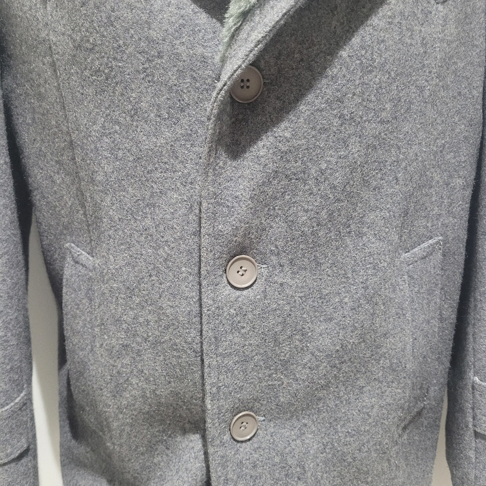Wm H Leishman Men's Vintage Single Breasted Wool Winter Coat Size 44 Gray Lined - Picture 6 of 12